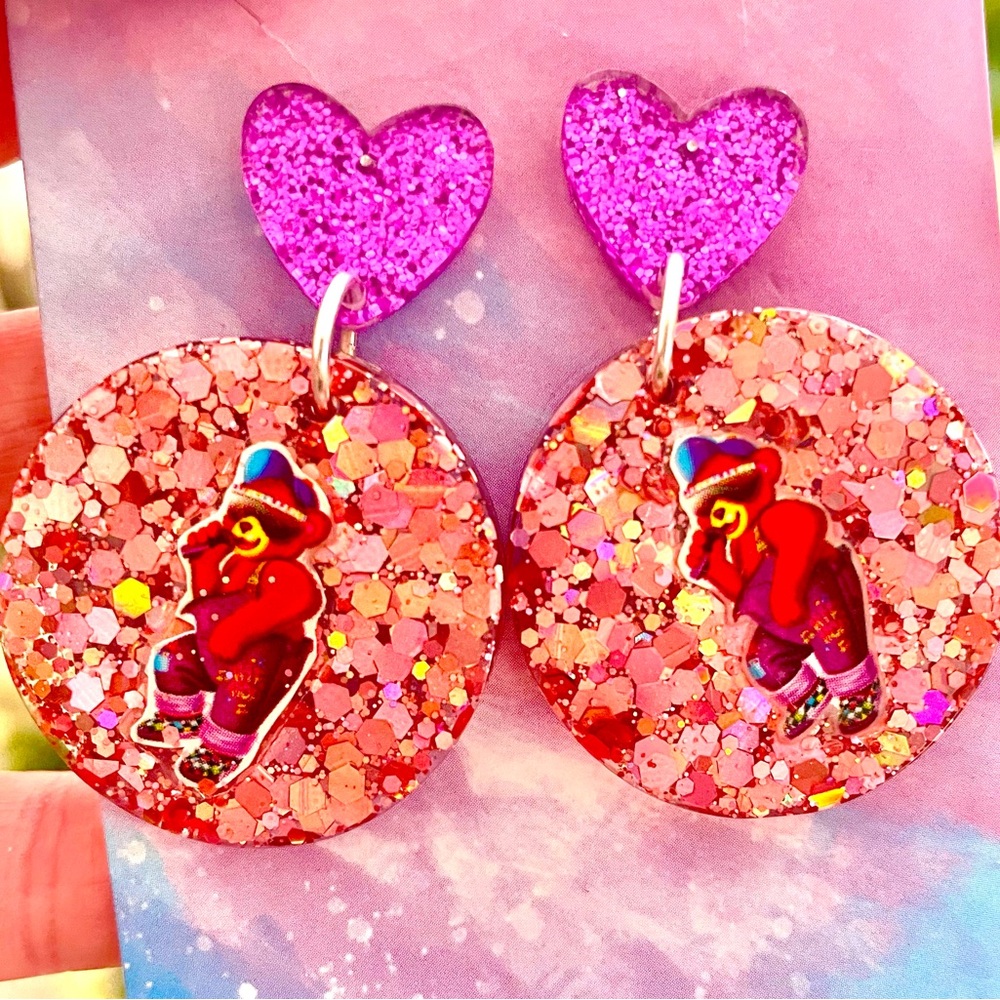 Hip Hop Bear Acrylic Earrings